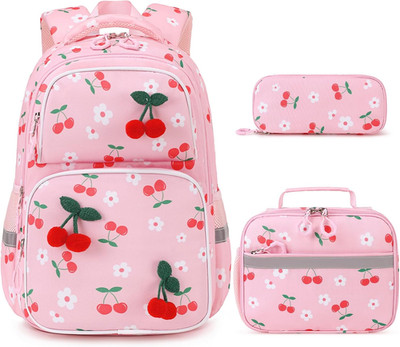 Kids Backpack for Girls Ages 4-8, Cute 3D Plush Cherry | Toddler Backpack with L