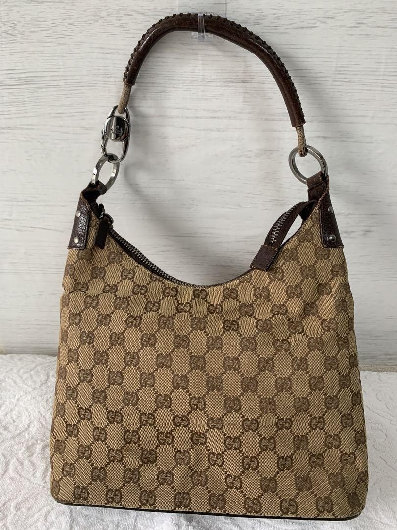 GUCCI Shoulder Bag Leather Handle Silver Hardware  DDU
