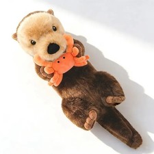 Sea Otter with Crab Plush Toy 14" Cute Stuffed Animal Doll Kids Birthday Gift
