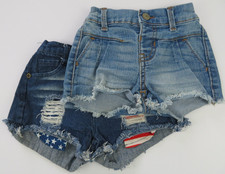 Lot of 2 Girls Jean Shorts - Size 18 months - Wonder Nation/Other  4th of July