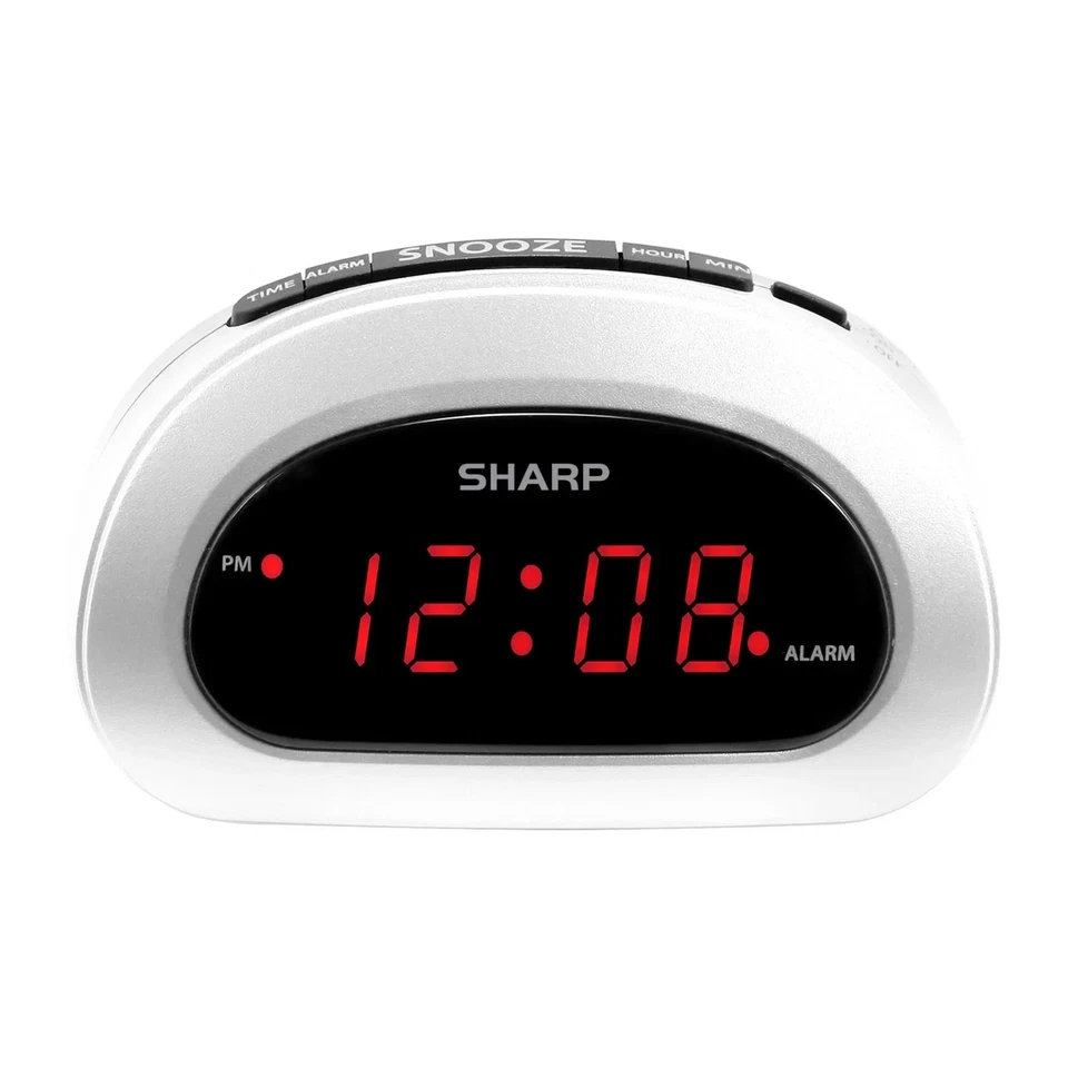Digital Sharp Alarm Clock, Cloud White, Easy to Set Controls, Red LED Display - Image 3 of 4