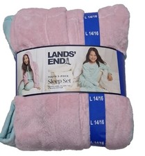 NWT Lands  End Youth 3pc Sleep Set Robe Pajama L 14/16