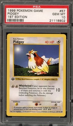 Pokemon Pidgey Base Set Shadowless 1st Edition #57 PSA 10 Gem Mint