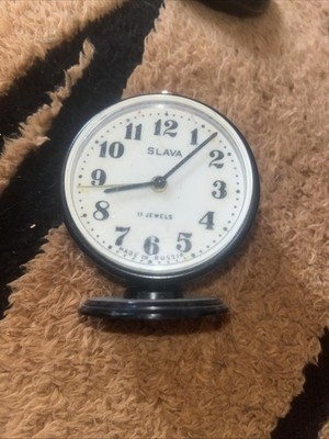 Vintage Wecker SLAVA Mechanisch Sowjetisch UdSSR 11 Jewels Russisch 