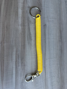 Yellow Coiled Plastic Keychain Lanyard w/ Silver Key Ring & Metal Swivel Clasp