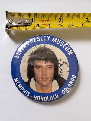 Vintage Pin Pinback Button Elvis Presley Museum Memphis Honolulu Orlando