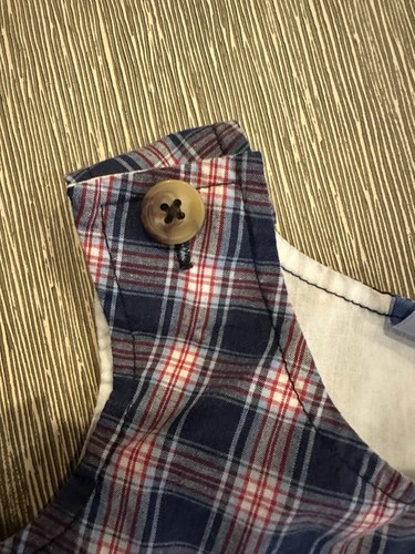 Kid Crew Boy Size 12m Red White Blue Plaid Romper Shortall July 4 Y2K - Picture 4 of 6