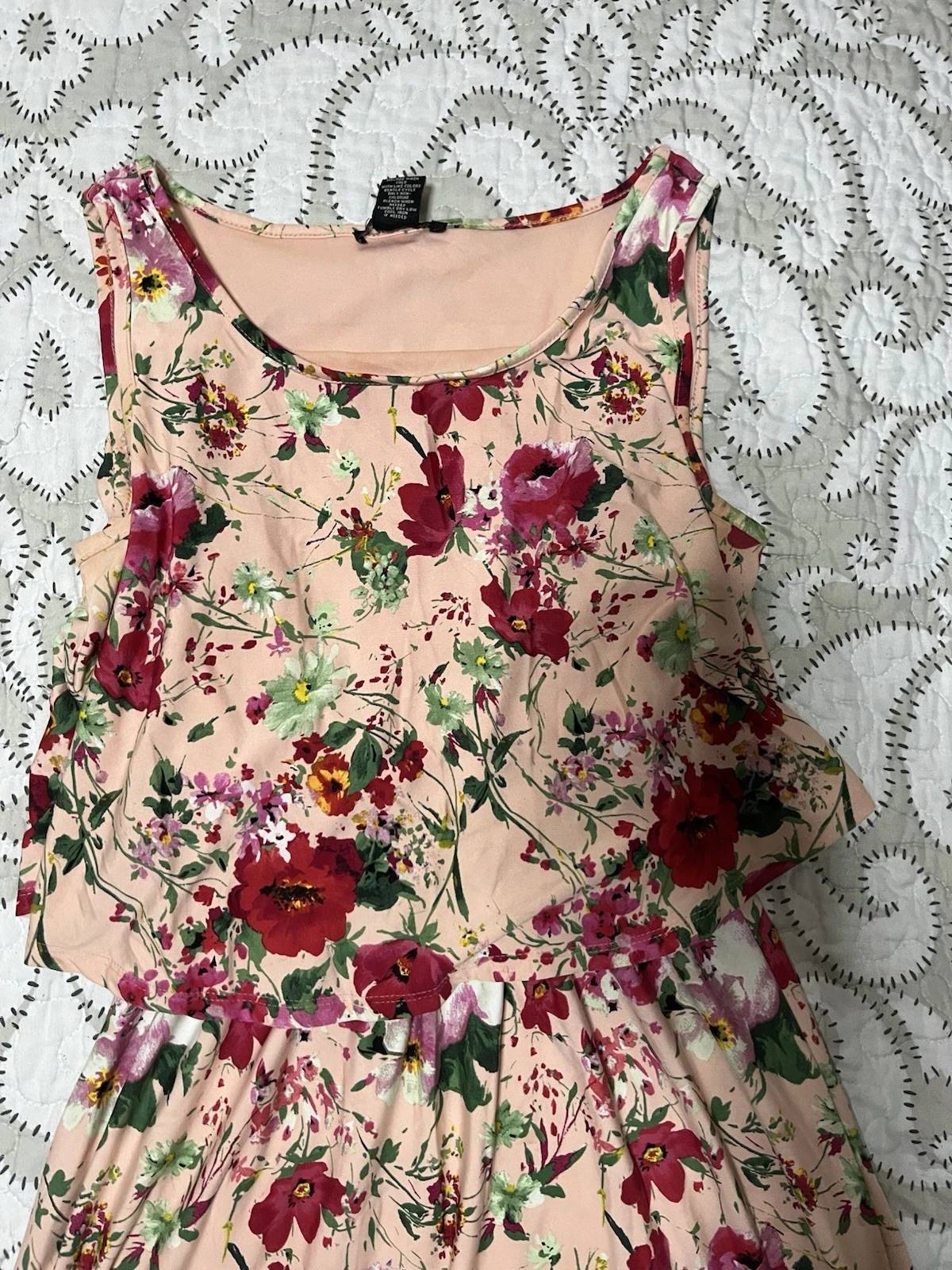 VETEMENTS ROBERT LOUIS ABITO DONNA MAXI BLUSA SENZA MANICHE floreale TAGLIA SMALL