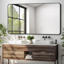 30 x 50 Inch Bathroom Mirror, Matte Wall Mirror with Metal 50"L x 30"W Black
