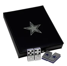 Dominoes Set Dallas Cowboys Football in Faux Leather Case Domino