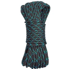 GM CLIMBING 8mm Accessory Cord Rope Double Braid Pre Cut CE/UIAA (Black, 20ft...