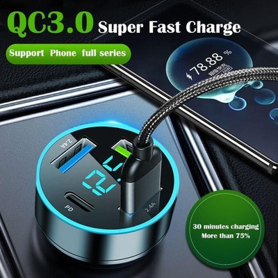 66W 4Ports USB Auto Ladeger?t Schnellladen PD Quick Charge USB C Auto Handy Lad