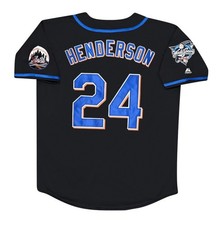 Rickey Henderson New York Mets 2000 World Series Alt Black Jersey Mens Large