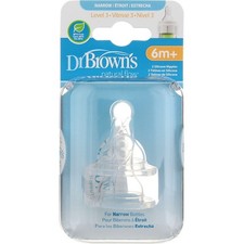 2 Pack Dr. Brown's Natural Flow Standard Silicone Bottle Nipple, Level 3 6m ,...