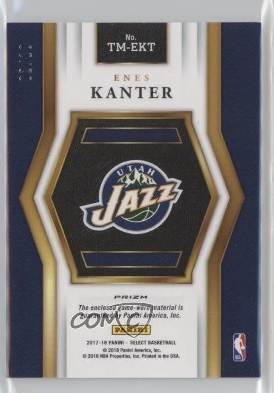 2017-18 Panini Select Throwback Memorabilia Gold Prizm /10 Enes Kanter #TM-EKT - Image 2 of 2