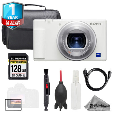 Sony ZV-1 II Digital Camera (White)  + 128GB + Bag+ 1 Yr Warranty- Basic Kit