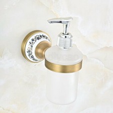 Antique Brass Wall Mounted Soap Dispenser Liquid Hand Wash Bathroom Kitchen