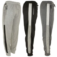 Men's Joggers Draw String Sports Sweat Pants, Reflective Zipper Pockets, Striped