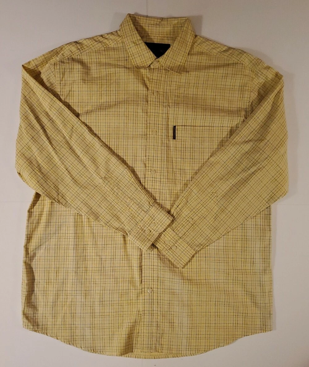 Weatherproof Garment Company Mens Yellow Button Up Shirt Size