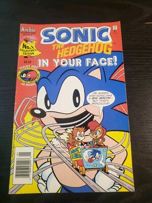 Sonic The Hedgehog In Your Face #1 (1995) Archie comic book ~ EX - NEWSTAND 