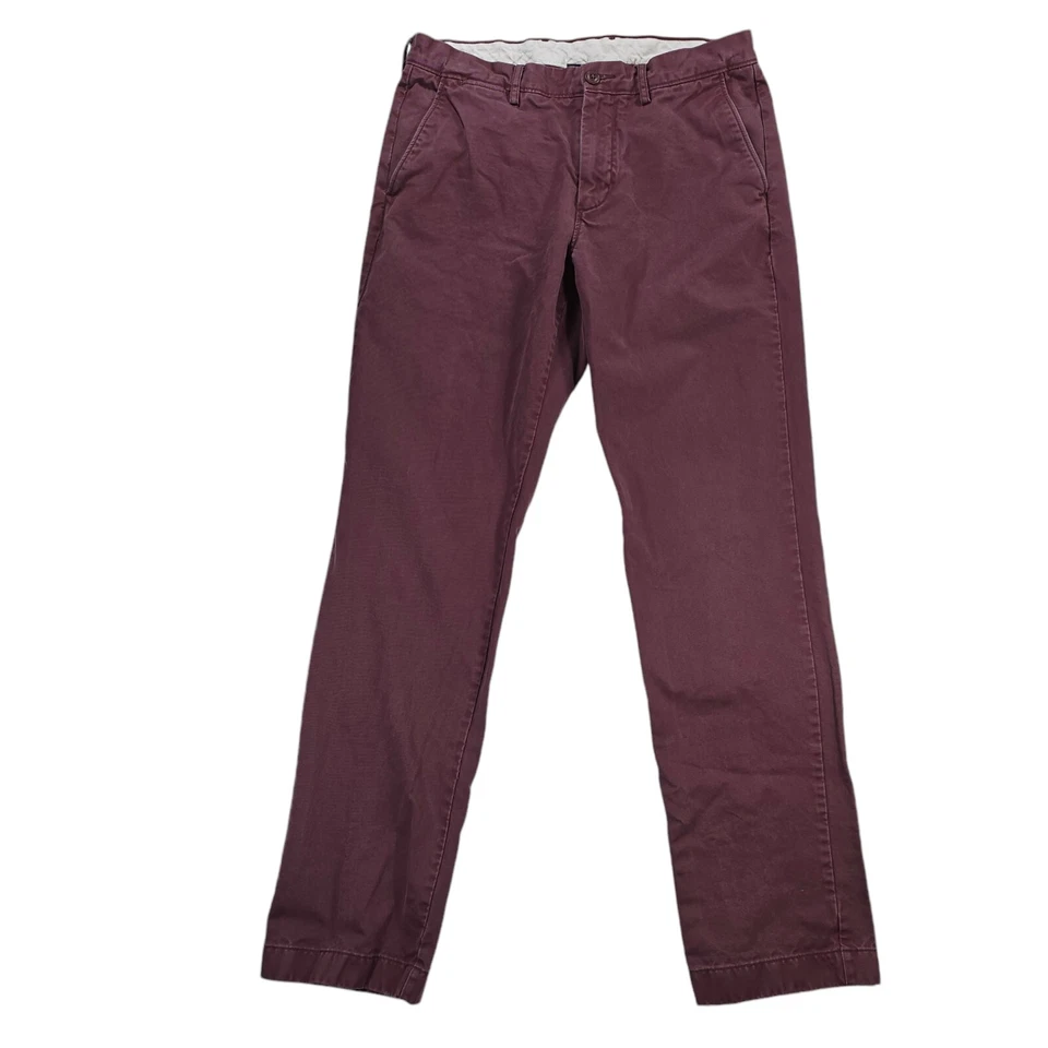 J Crew Broken In Chino Pants Mens 32x34 Plum Urban Slim Casual Preppy Khakis - Image 2 of 4