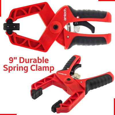 AMTECH 9'' Ratschenfederklemme 75mm Backengriff Clip mit Softgriff - Schwarz/Rot