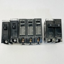 LOT OF 6 CIRCUIT BREAKERS 20 AMP DIFFERENT MODELS  SEE PICTURES 