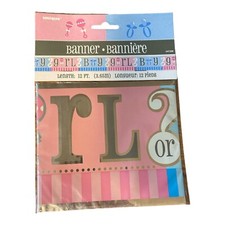 Baby Shower Gender Reveal Girl or Boy 12 Ft. Banner Party Supplies New