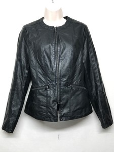 oasis leather collarless jacket