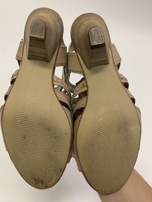 Sandales Audrey Brooke Nikki En Cuir Beige Pointure 6.5 US - Portées Une Fois, Comme Neuves