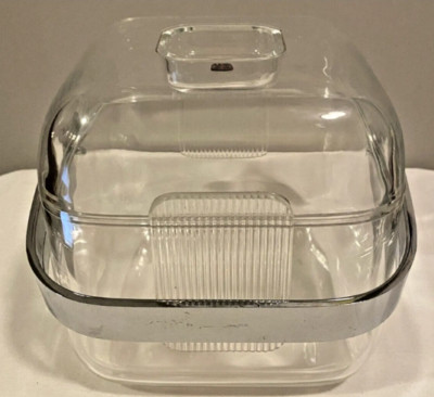 VTG Mid Century Modern Fratelli Guzzini Lucite 3 Pc Ice Bucket Chrome Handle