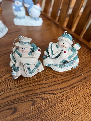 Lot of 2 St. Flurry's Ornaments 78814 & 78813 Snowmen Stanley and Abigail