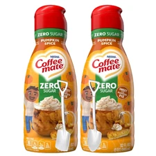 CoffeeMate Sugar Free Pumpkin Spice Coffee Creamer 32 oz 2 pk w/ Shovel Spoons