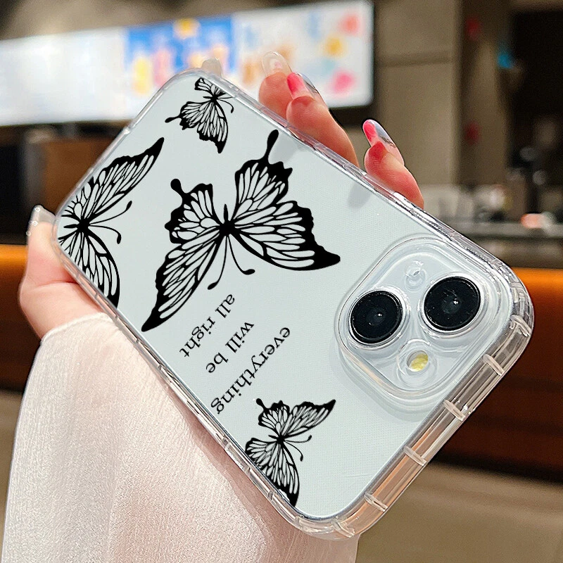 For iPhone 15 14 13 Pro Max 12 11 XR 8 Clear Silicone Butterfly Phone Case Cover - Image 4 of 4