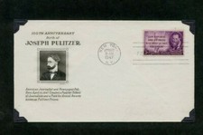 First Day Issue Cancelled  Joseph Pulitzer Centenary 1947  
