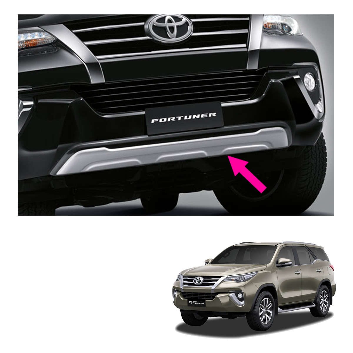 Front Cladding Under Bumper Trim Genuine Silver Fits Toyota Fortuner ...