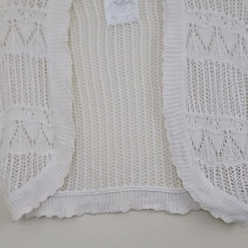Justice White Knit Open Shrug Sweater Kids 8/10 - Picture 4 of 12