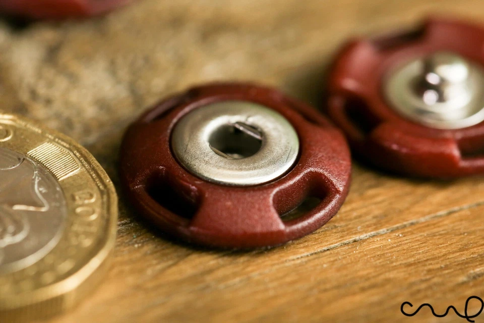 5 Pairs Brown Snap Metal Fastener Popper Press Studs Plastic Sewing Round 18mm - Image 3 of 4