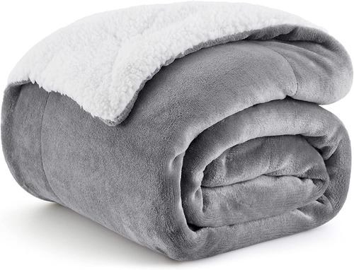 Sherpa Fleece Throw Blanket for Couch - Thick and Warm Blanket for Winter, Soft