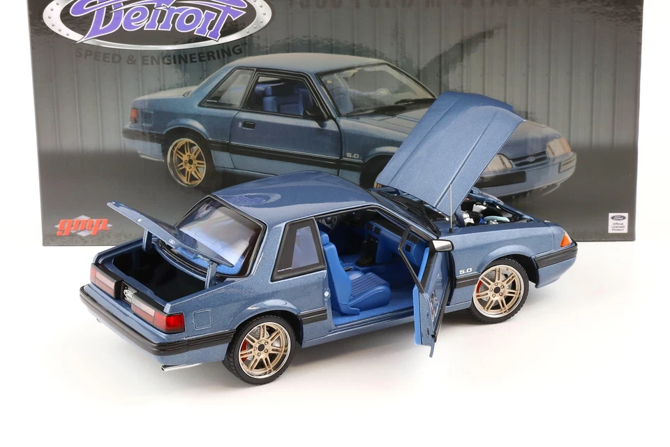1:18 GMP 1989 Ford MUSTANG 5.0 LX Coupé Medium Ombre Bleu Detroit Vitesse Inc - Photo 4/4