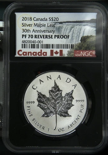 2018 Canada $20 Silver Maple Leaf 30th Anniversary First Day of Issue NGC PF70