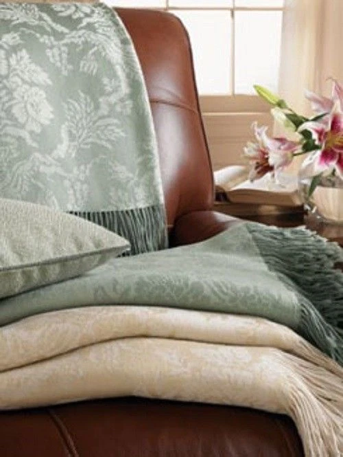 NUEVA MANTA SFERRA Sandoval Sea Mint o Amarillo FLORAL DAMASCO Lanzamiento LANA MERINO