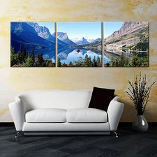 Saint Mary Lake/The Shining Picture framed MDF panels/surpassed stretched canvas