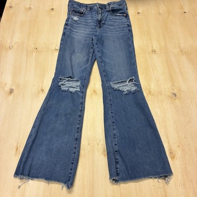 American Eagle Outfitters Next Level Stretch Flare Jeans Womens 8 Distressed