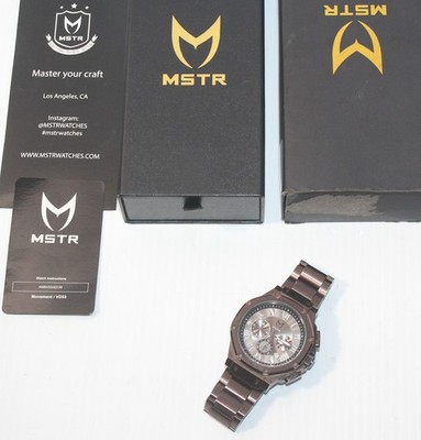 MSTR Meister Ambassador Wrist Watch AM1015SS Chocolate Brushed in Box Runs NICE