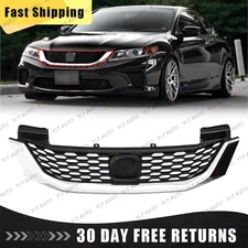 Front Bumper Black Upper Grille W/Chrome Trim For Honda Accord Coupe 2013-2015