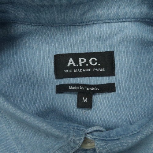 A.P.C. Shirt Mens Medium Blue Denim Long Sleeve Button Up Chambray - Picture 3 of 8