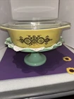 Golden Wreath Pyrex 1.5 Qt Casserole 043 with Glass Lid - Vintage Gold Leaf