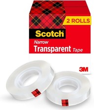 Transparent Tape, 1/2 in x 1296 in, 2 Rolls