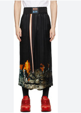 NWT Paco Rabanne City City Wide Leg Crop Pant Silky Black Flaming Astronauts XS